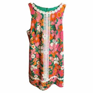 ELIZA J Floral Lace Trim Shift Dress